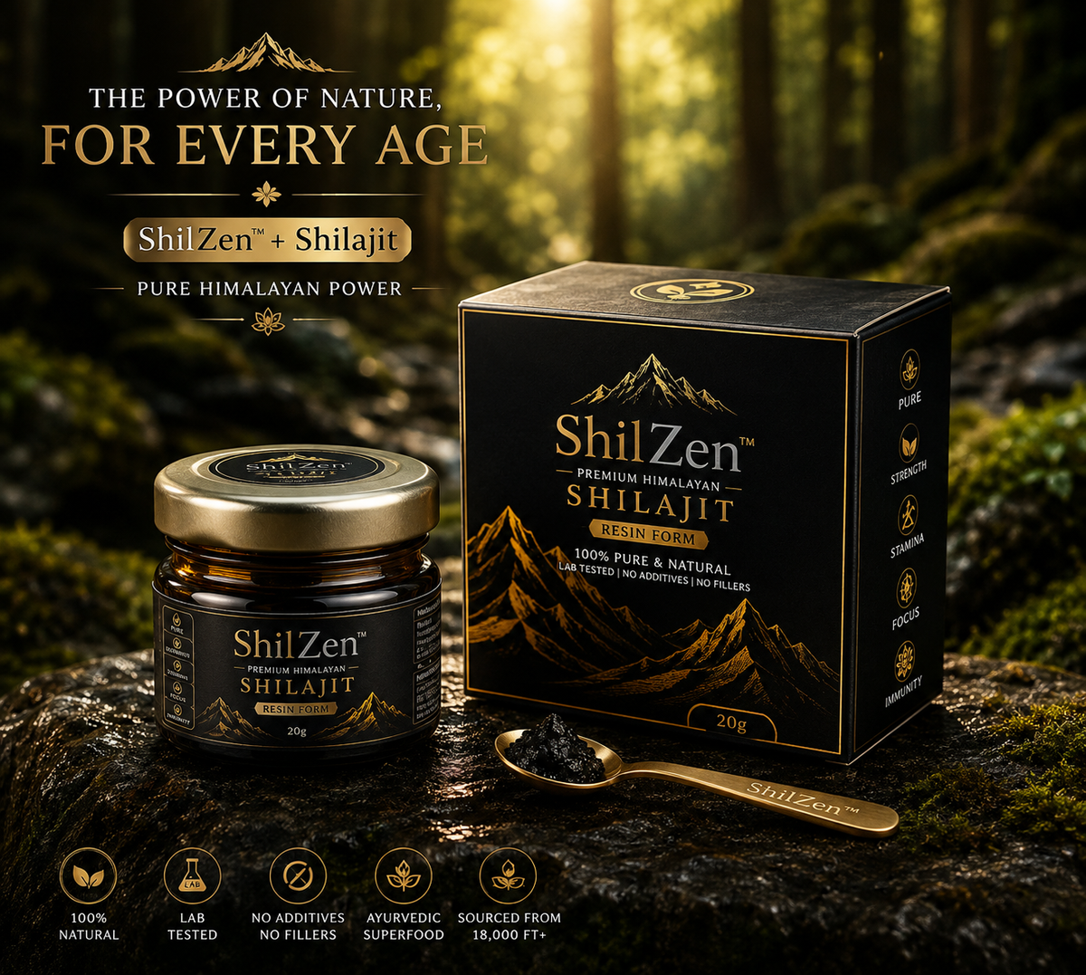 ShilZen Premium Himalayan Shilajit Resin 20g | Pure Himalayan Power | Pack of 1