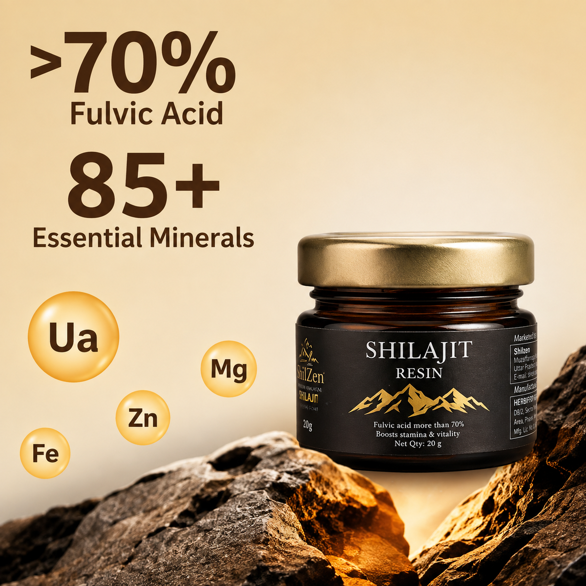 ShilZen Premium Himalayan Shilajit Resin 20g | Pure Himalayan Power | Pack of 1